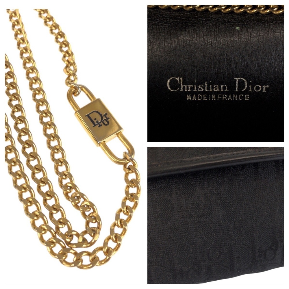Christian Dior Vintage Trotter Black Canvas Chain Shoulder Bag/Pouch for Women - Picture 5 of 10